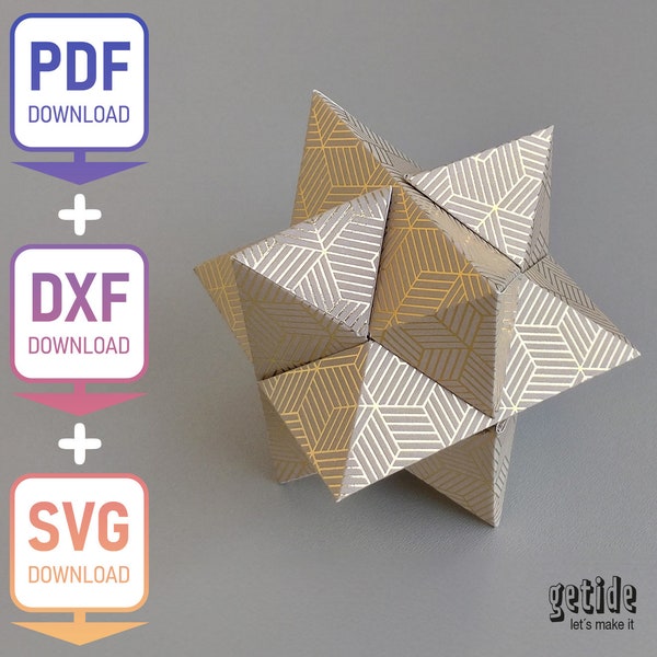 3D Stern Puzzle, DIY, Papierkunst, Selbermachen, Pepakura, Dekoration, PDF Vorlage,dxf,svg,pdf, Weihnachtsstern, Weihnachten, Stern, Winter