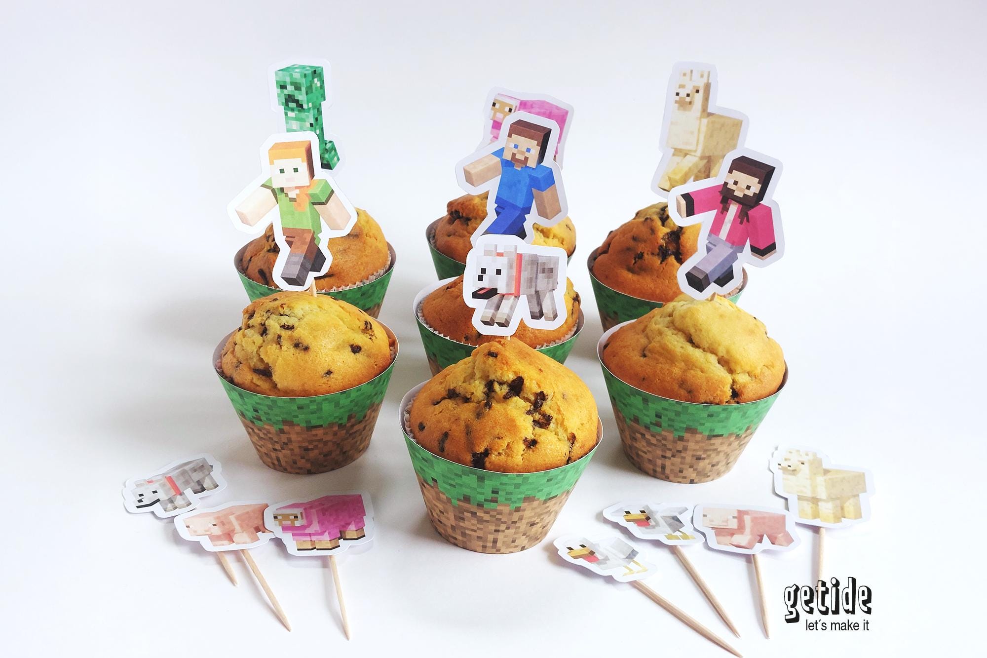 Papercraft Children's Birthday Decorations PDF | Pixel Art Party Set to ...