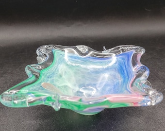Murano Glass Pastel Colored Art Glass Trinket Bowl