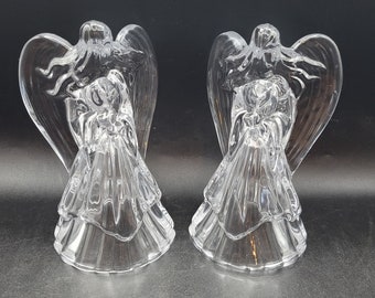Crystal Praying Angel Candlestick Pair