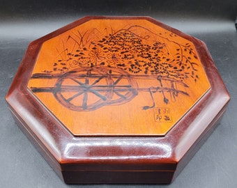 Oriental Octagon Lacquer Wood Storage Box