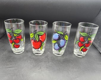 Fruit Themed Drinking Glasses ~ Set of 4
