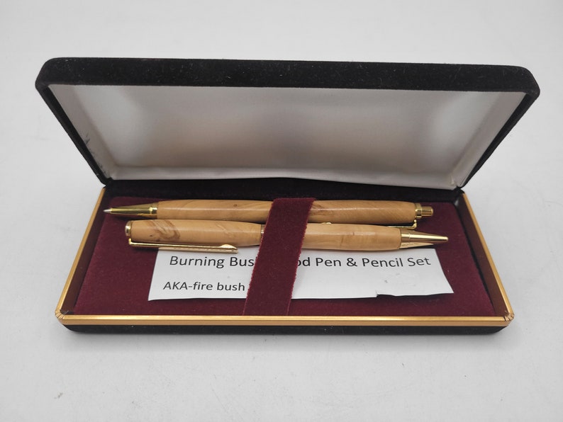 Burning Bush Wood Pen and Pencil Set - Etsy