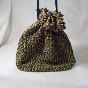 Crocheted Multi-colored Drawstring Handbag image 1
