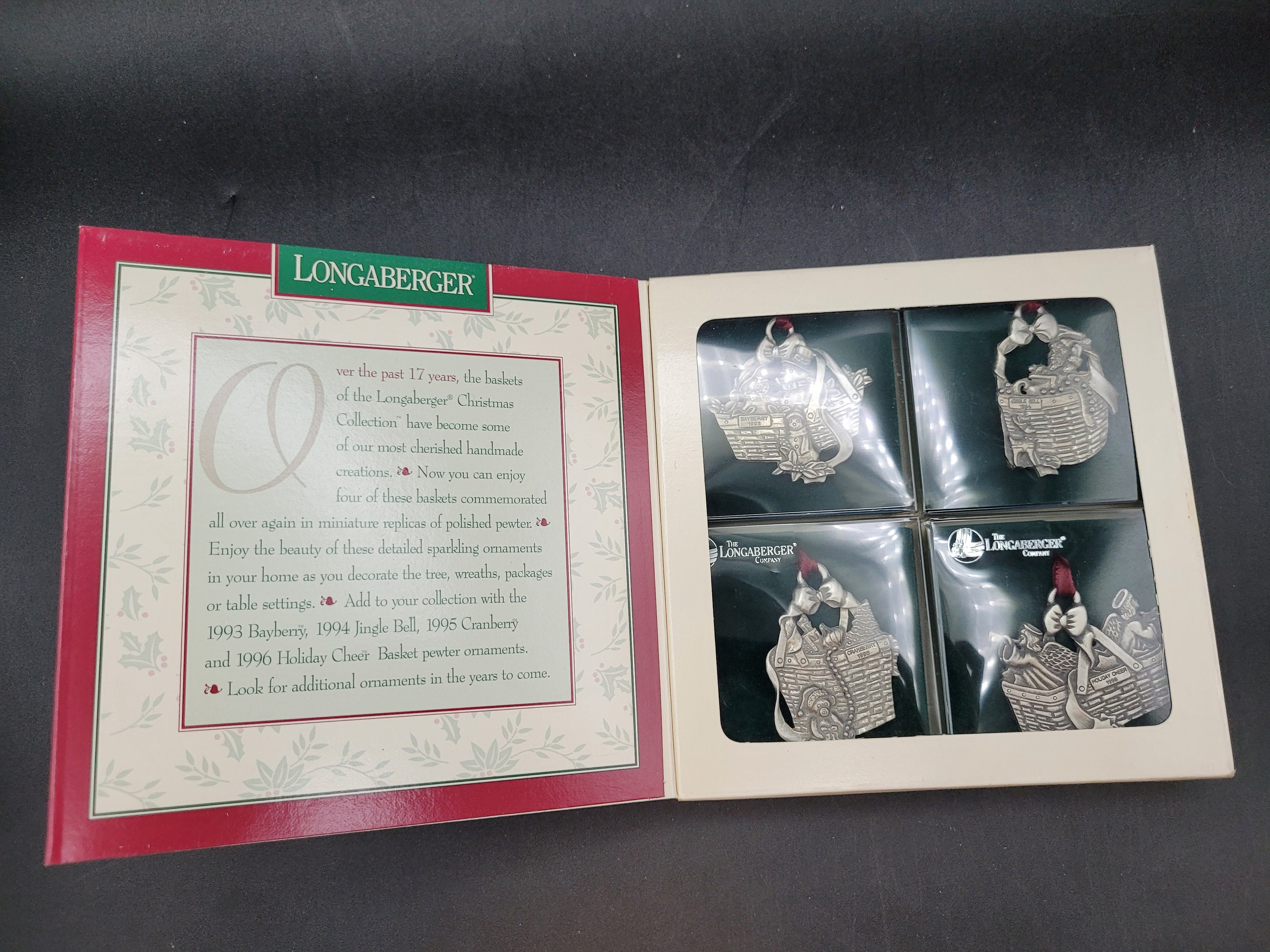 Longabergerクリスマス　pewter tie-onsset Longaberger Basket Pewter Tie On Christmas Ornaments Set of