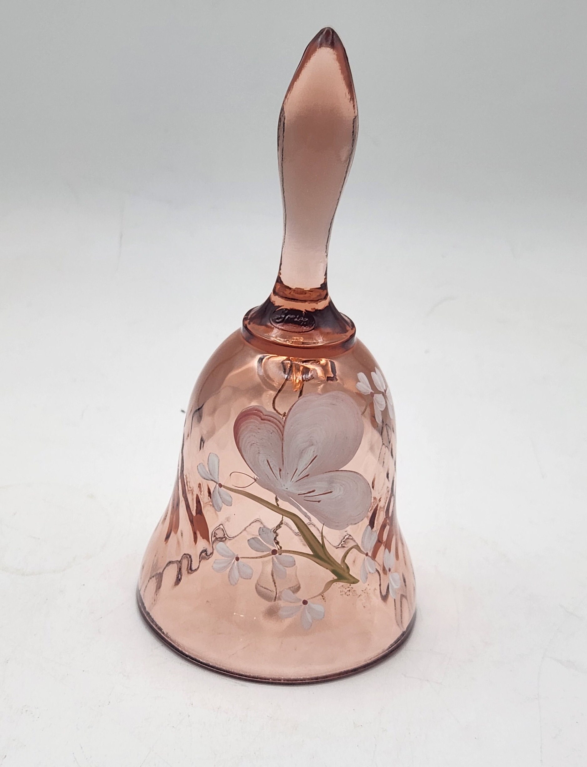 Fenton Hand-Painted Pink Diamond Optic Bell