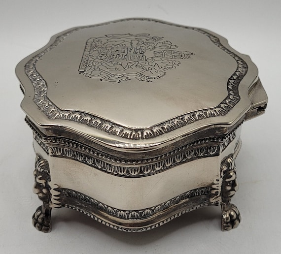 Silver Plated Trinket Box w/Red Velvet Lining - image 5