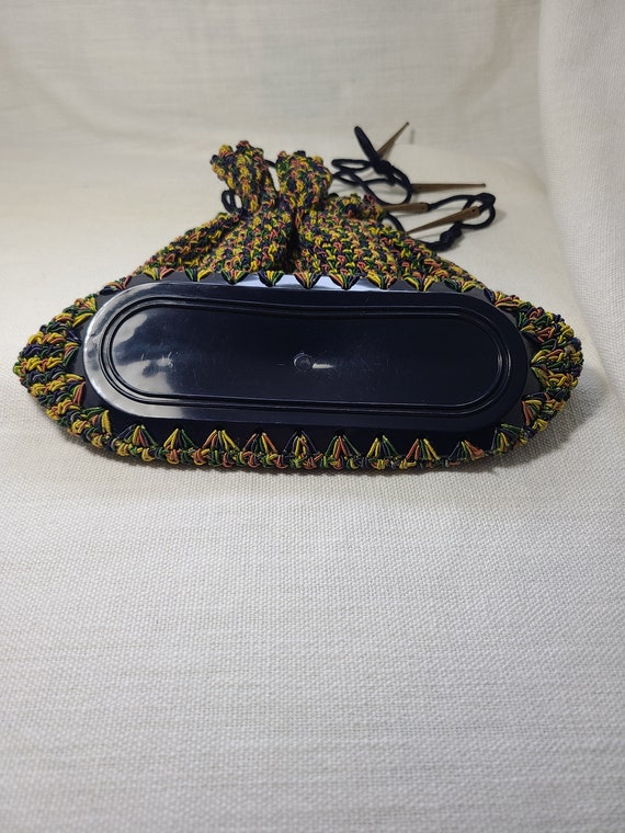 Crocheted Multi-colored Drawstring Handbag - image 3