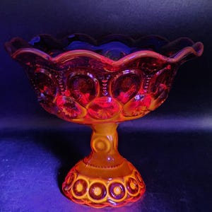 LE Smith Amberina Moon and Stars Compote