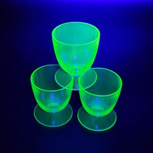 Green Depression Glass Footed Dessert Cup Trio
