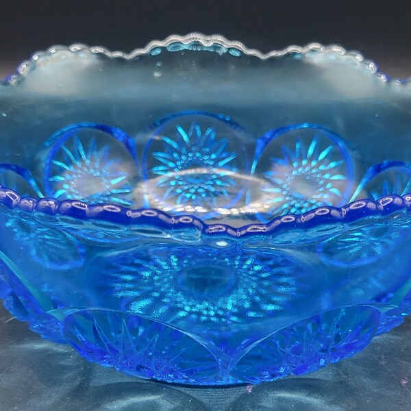 Blue Glass Starburst Bowl w/Uranium