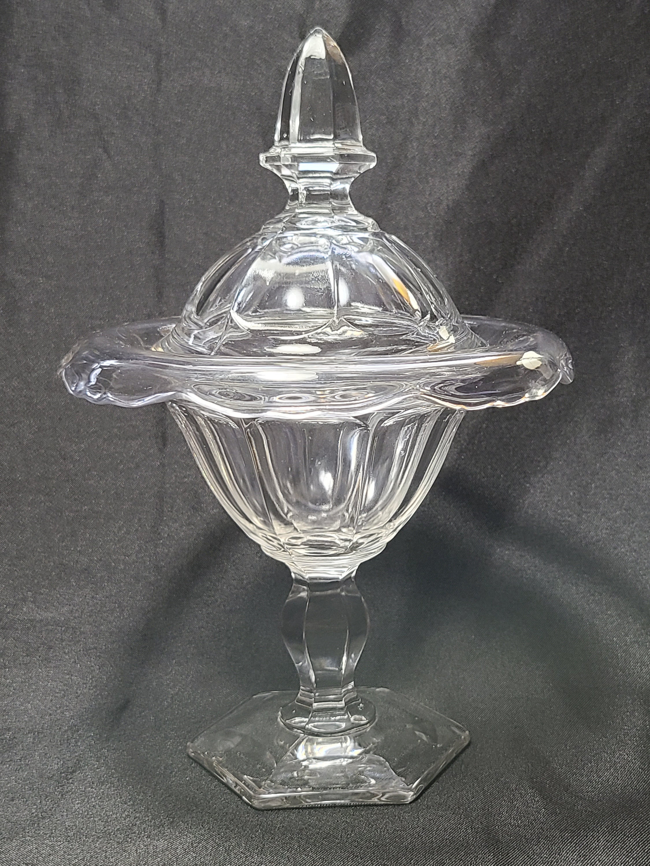 Clear Glass Tall Candy Dish With Lid Etsy