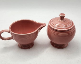 Fiesta Rose Sugar Bowl and Creamer