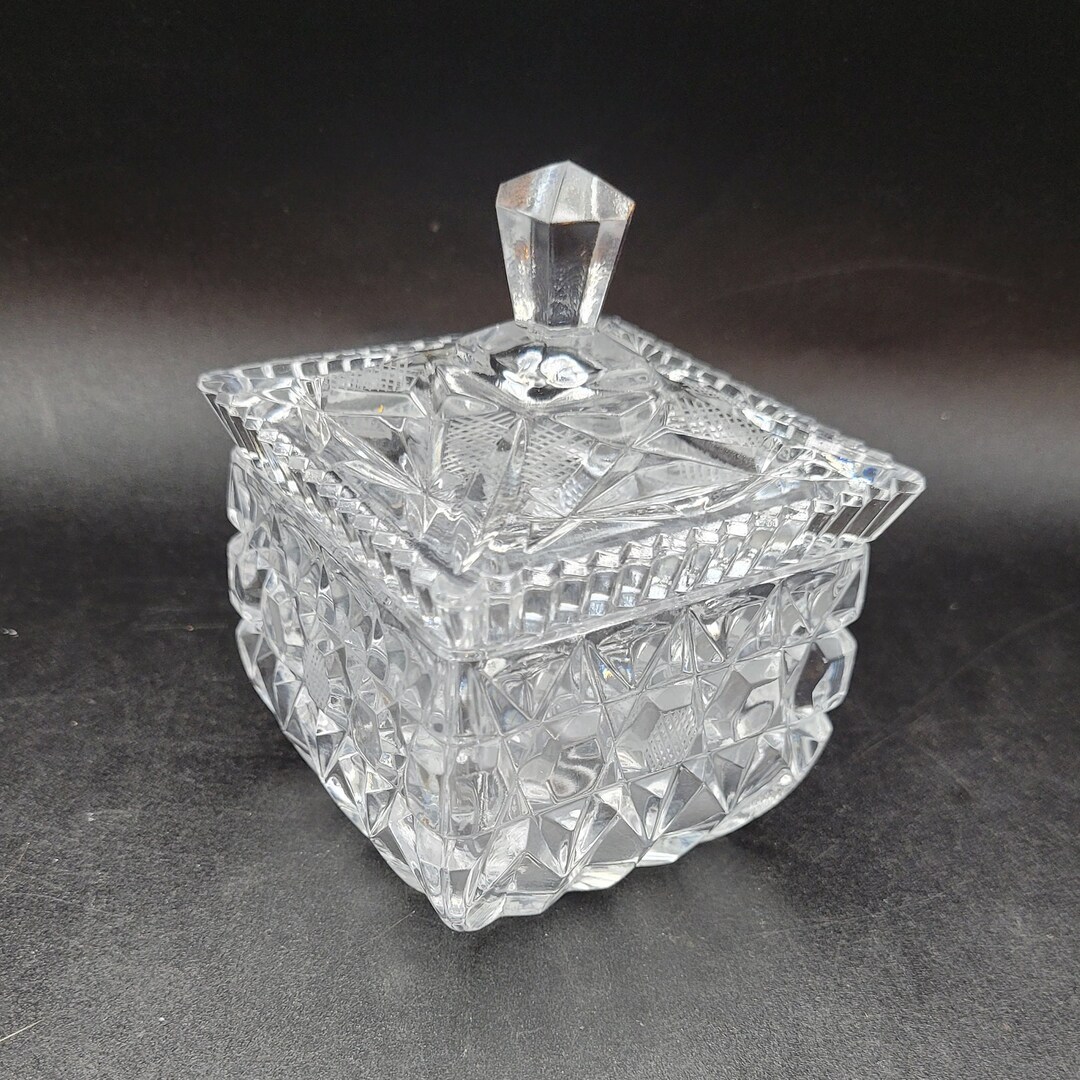 Cut Crystal Trinket Box W/lid Etsy