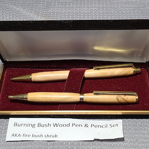Burning Bush Wood Pen and Pencil Set