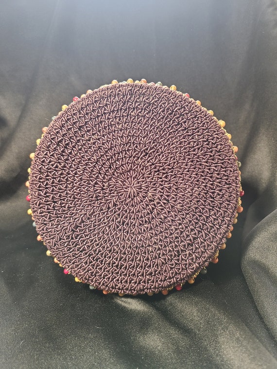 Crocheted Drawstring Handbag with Multi-Colored B… - image 3