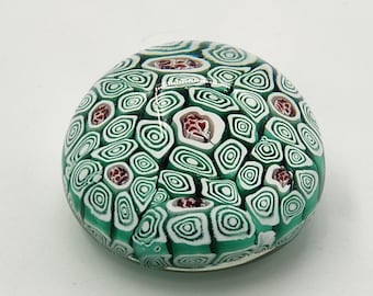 Murano Millefiori Green/White/Red 2" Paperweight