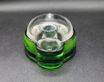 Antique Emerald Green Glass Eclipse Inkwell "Jacob" General Supply Co
