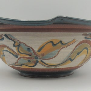 Hand Decorated Artisan-Made Redware Bowl