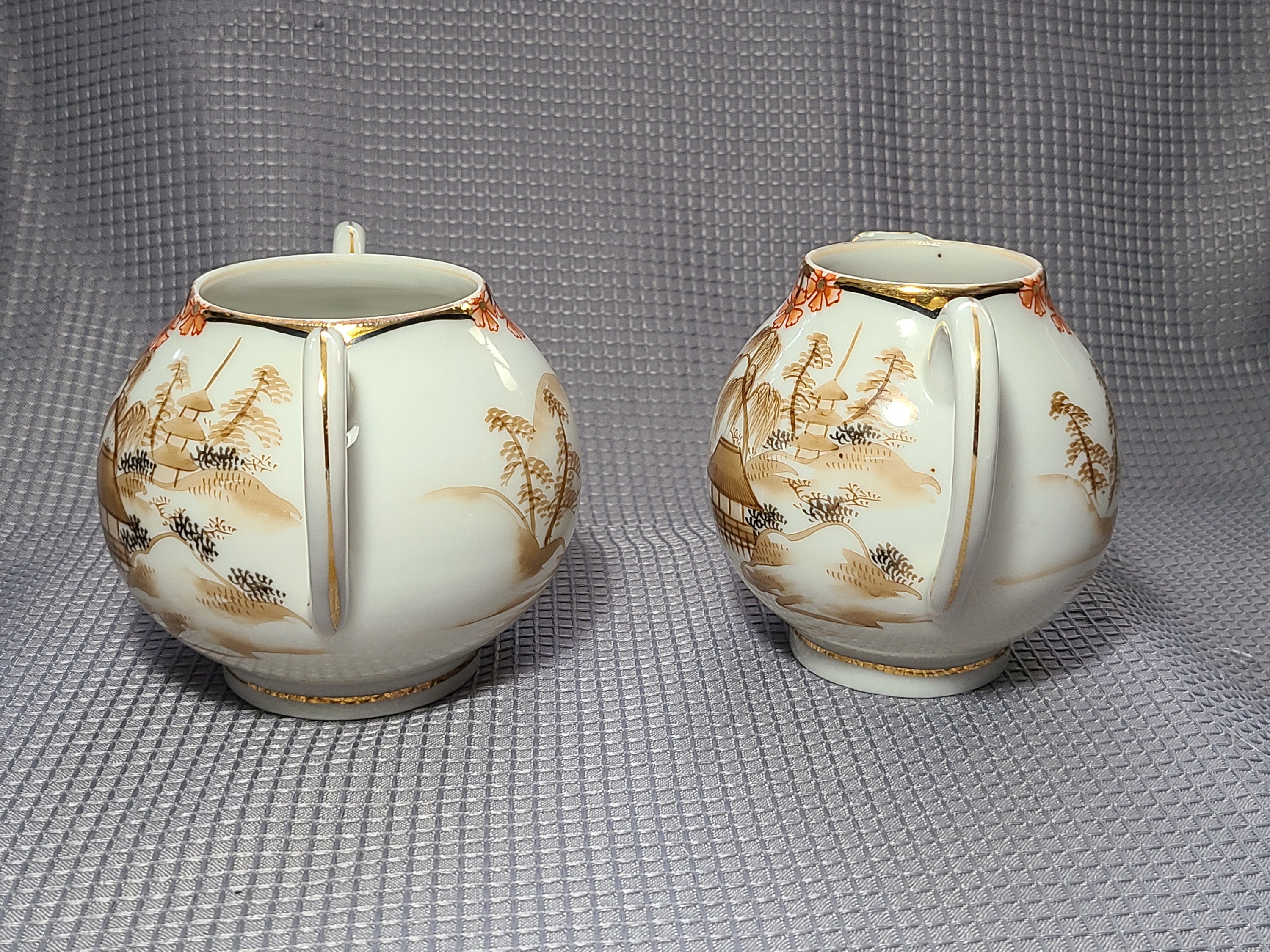 Nippon HandPainted Sugar and Creamer Set Etsy