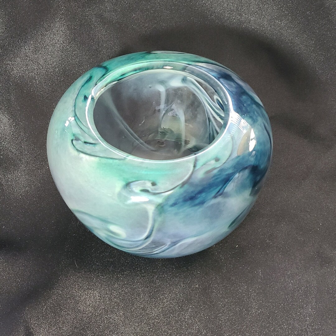 Color Swirled Art Glass Rose Bowl Etsy