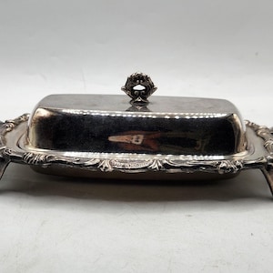 Vintage Silver Plated Butter Dish w/Glass Insert