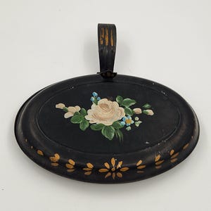 Vintage Hand Painted Toleware Silent Butler Crumb Catcher