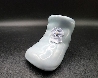 Blue Ceramic Baby Shoe Planter