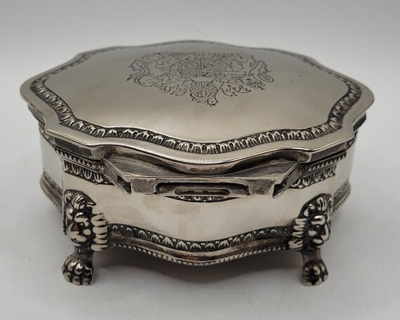 Silver Plated Trinket Box w/Red Velvet Lining - image 4