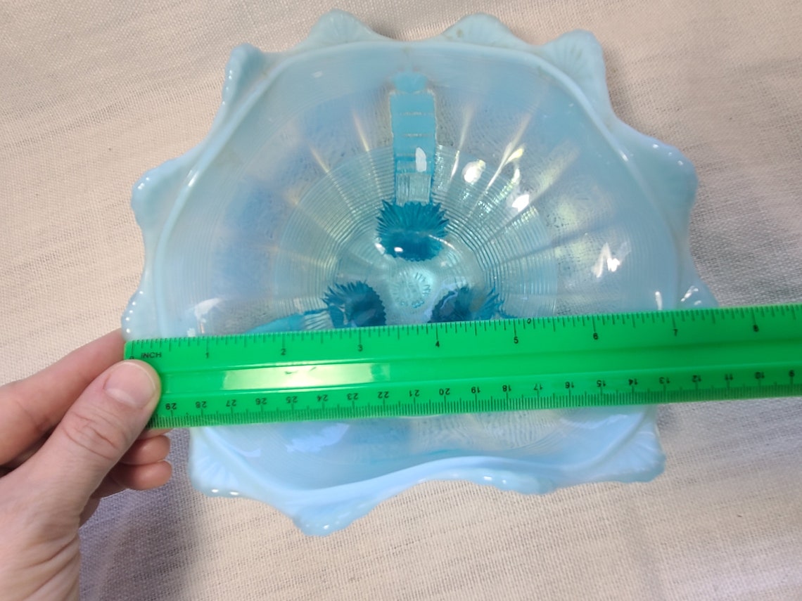 Northwood Blue Opalescent Ruffled Tri-cornered Dish | Etsy