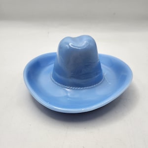 Jeannette Blue Glass Delphite Cowboy Hat Ashtray/Trinket Dish