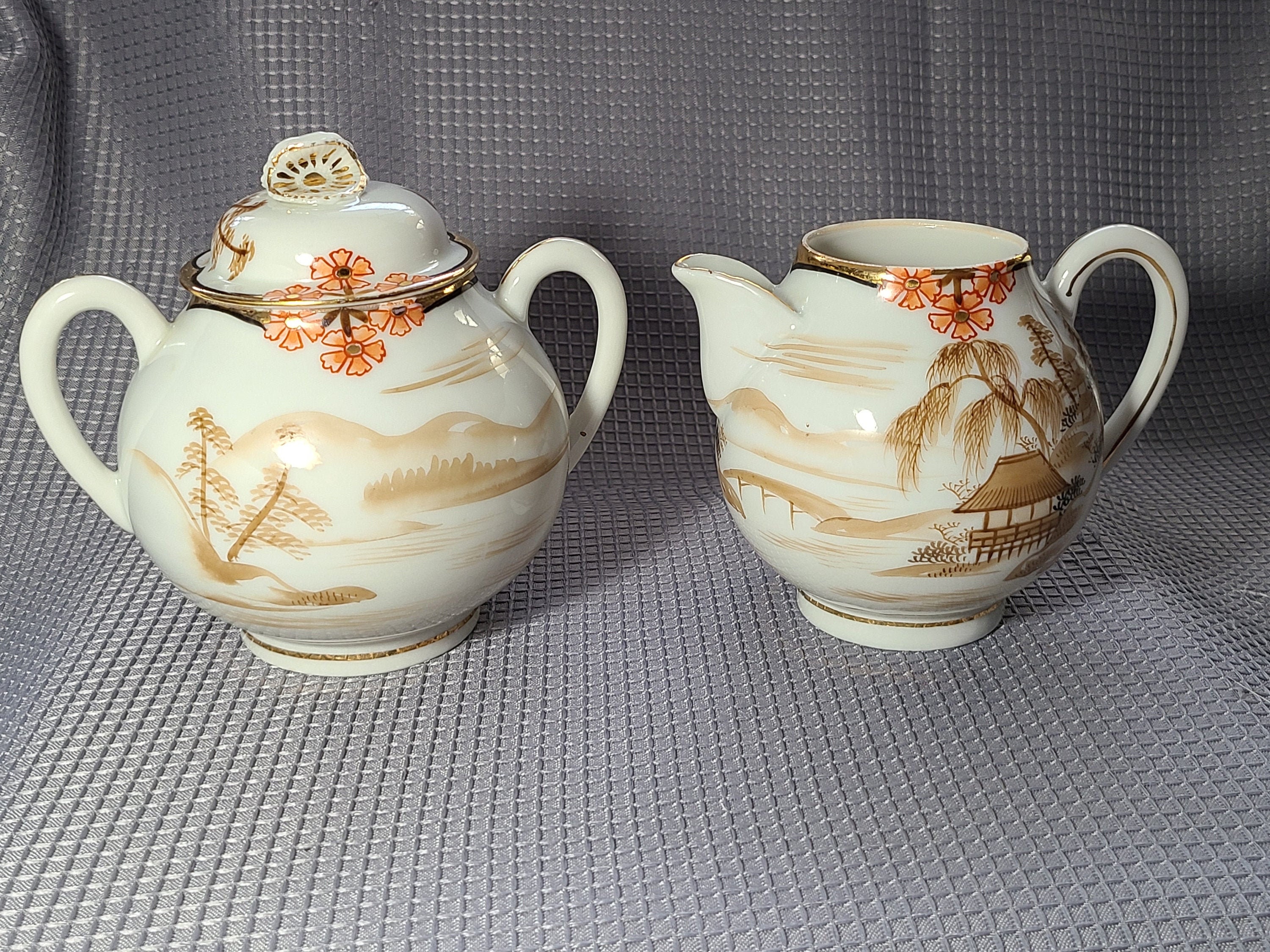 Nippon HandPainted Sugar and Creamer Set Etsy