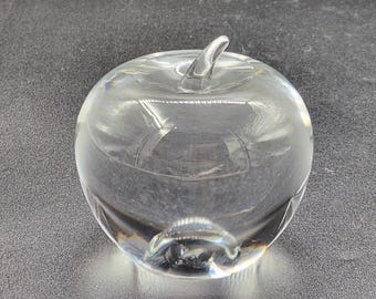 Tiffany & Co Signed Crystal Apple Paperweight