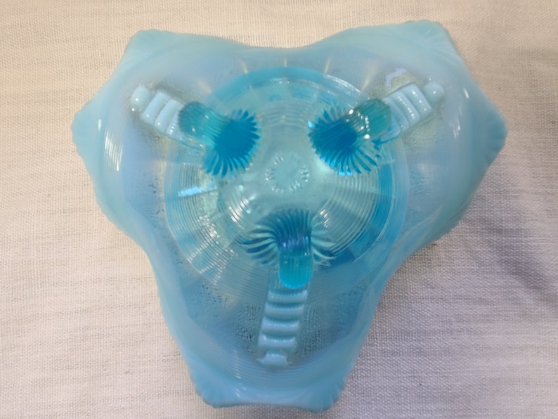 Northwood Blue Opalescent Ruffled Tri-cornered Dish - Etsy