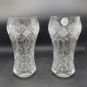 Cut Crystal Corset Vase Pair