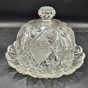 Vintage Cut Glass Dome Butter/Cheese Dish