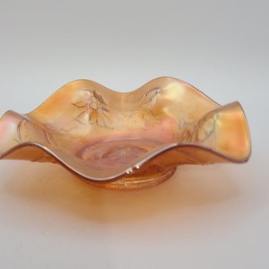 Northwood Marigold Carnival Glass Dish w/Wavy Edges