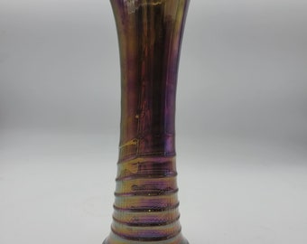 Imperial Amethyst Carnival Glass Swung Vase