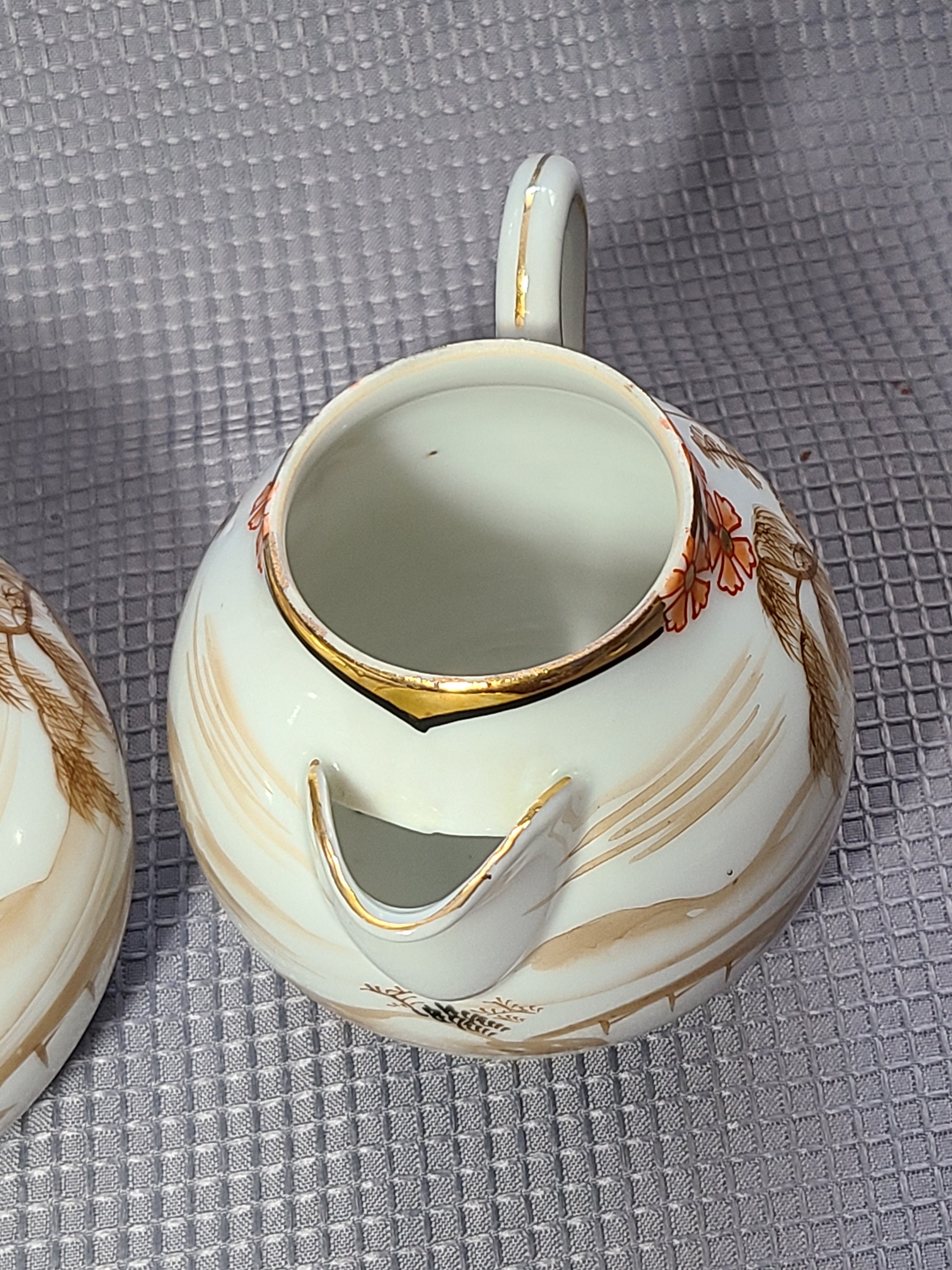 Nippon HandPainted Sugar and Creamer Set Etsy