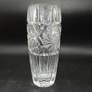 Heavy Cut Crystal Pinwheel Vase
