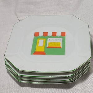 Set di 4 piatti da insalata/dessert &quot;Boulangerie&quot; marchiati Japan 55817