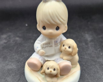 Precious Moments "God Loveth A Cheerful Giver" Girl w/Puppies Figurine