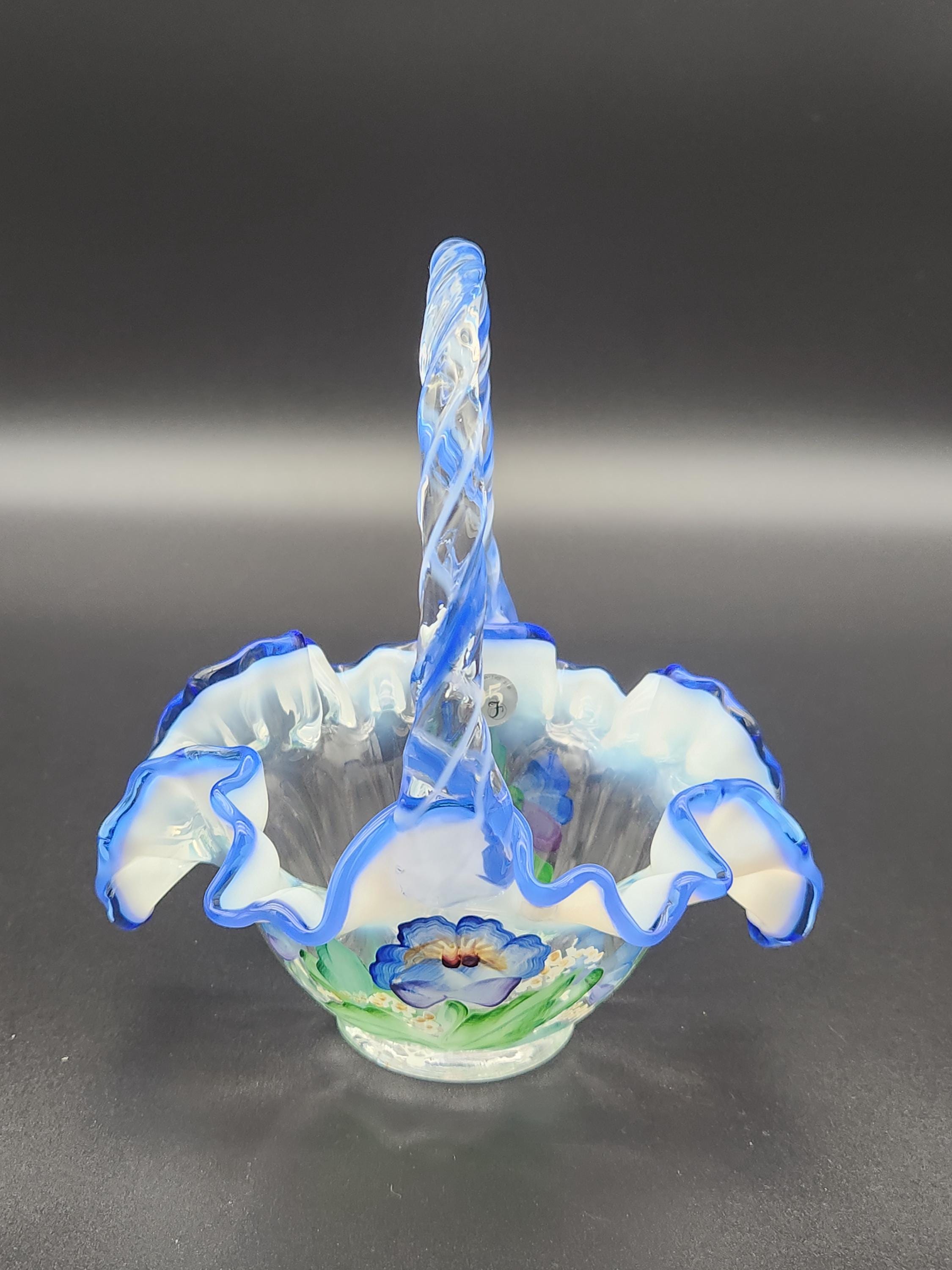 フェントン　ミニバスケット　アメリカ　ヴィンテージ　アンティーク Fenton glass basket - Etsy 日本