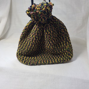 Crocheted Multi-colored Drawstring Handbag image 2