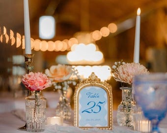 Von der Gartenparty inspirierte Hochzeitstischnummern - Digitaler Download - Bearbeitbarer digitaler Download für Canva