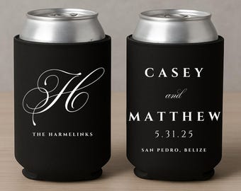 Monogram Can Coolers, Minimalist Can Coolers, Custom Wedding Can Coolers, Personalized Wedding Can Cooler, Beverage Insulator, Custom Stubby