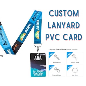 Full Color Custom Lanyards with PVC Card | ID Badge Holder & Pvc Cards - Both Side Printed - Work Badge, contractors, Staff Card, Event Pass