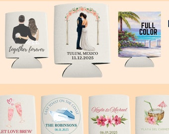 CUSTOM Wedding Can Coolers | Full Color Can Coolers | Personalized Wedding Can Coolers, to have and to hold, Neoprene Coolers, Wedding Favor