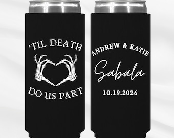 Til Death do us Part Can Coolers, CUSTOM SLIM Can Coolers, Personalized Wedding Party Favors Tall Boys, Personalized Wedding Can Cooler beer
