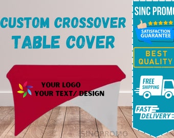 CUSTOM Crossover Table Cover Spandex Table Cover Personalized Table Cover Full Color Imprint for Trade Show Pop Up Shop Banquet Vendor Event